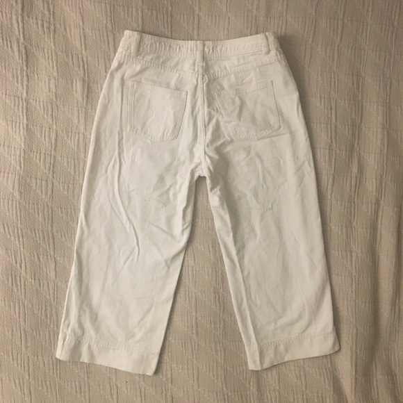 White denim, mid-rise wide-leg cropped pants - Picture 2 of 3